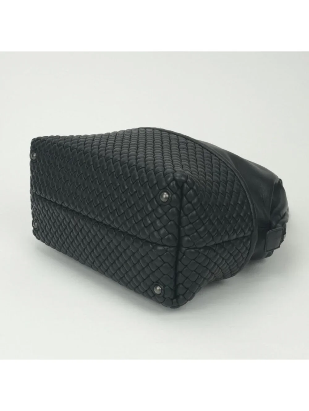 Bottega Veneta Intrecciato Tote Black Silver Handbag